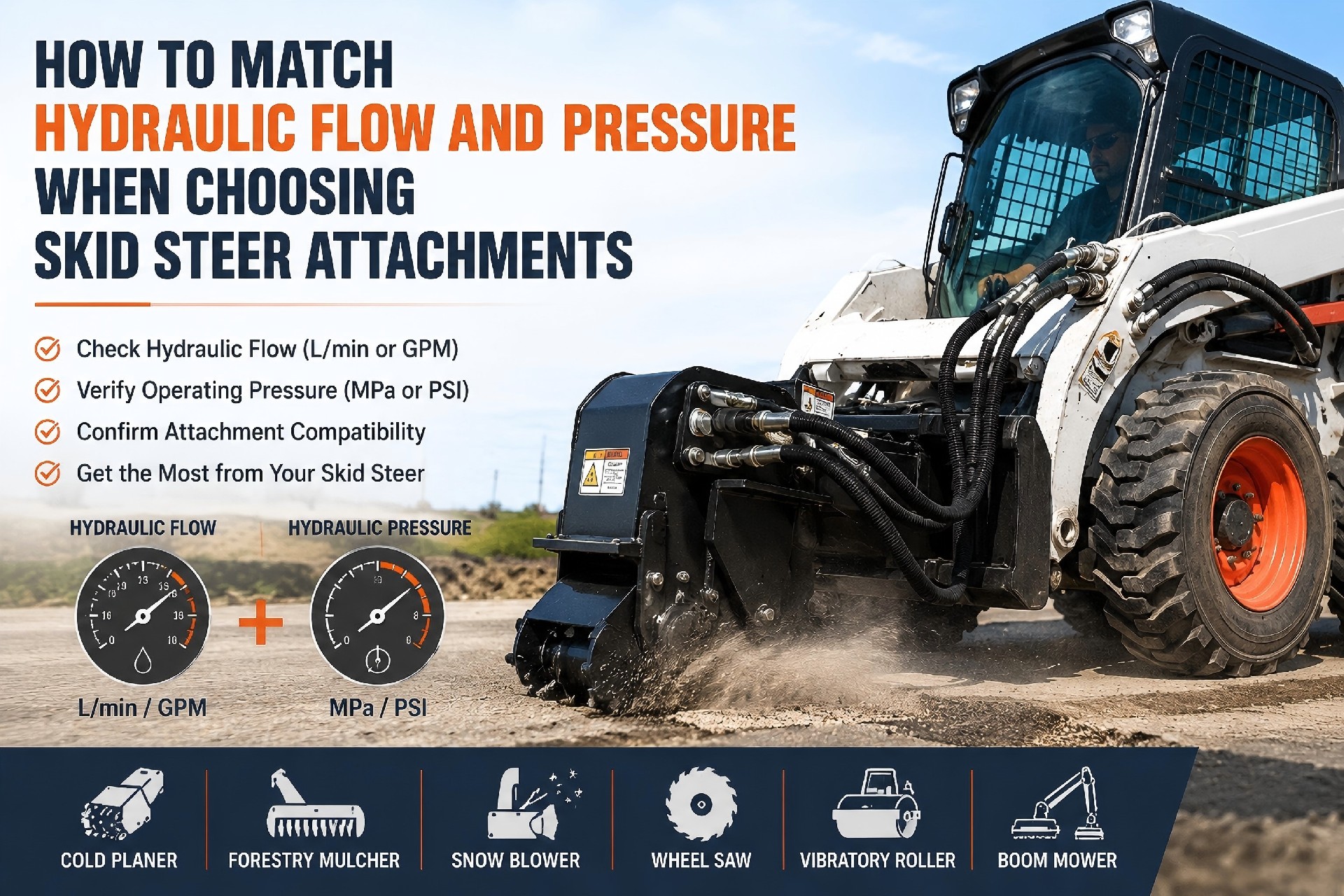 How to Match Hydraulic Flow and Pressure When Choosing Skid Steer Attachments