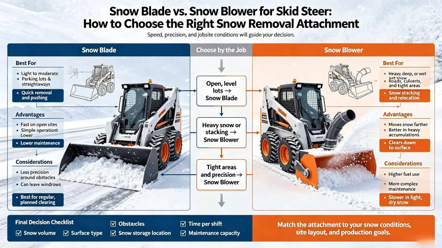 Snow Blade vs. Snow Blower for Skid Steer: How to Choose the Right Snow Removal Attachment